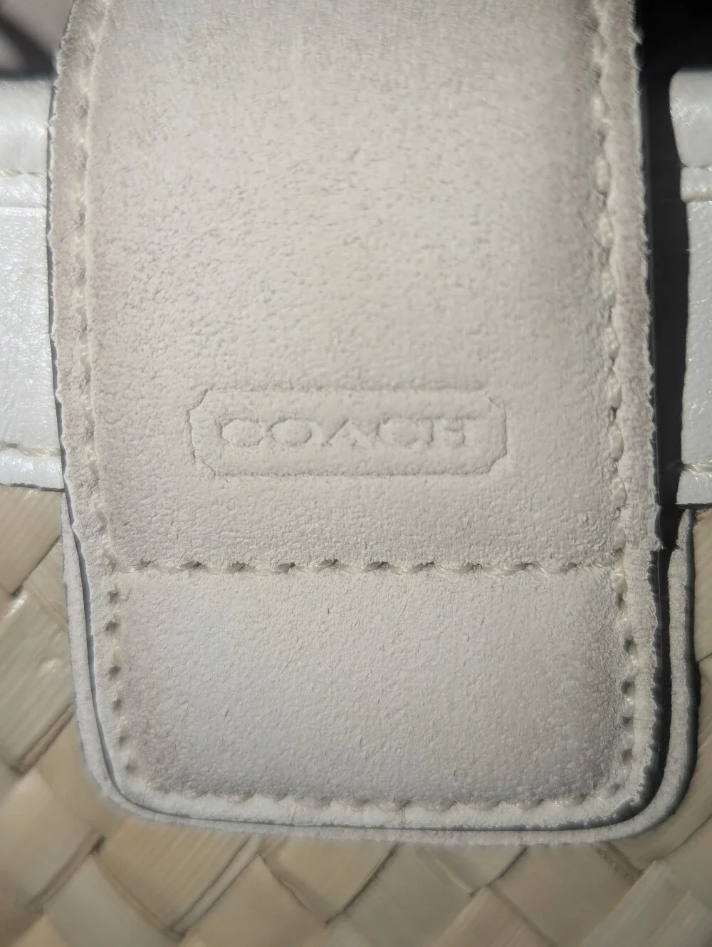 Vintage Coach Hamptons Y2K Woven Satchel in Natural and White Leather 4419